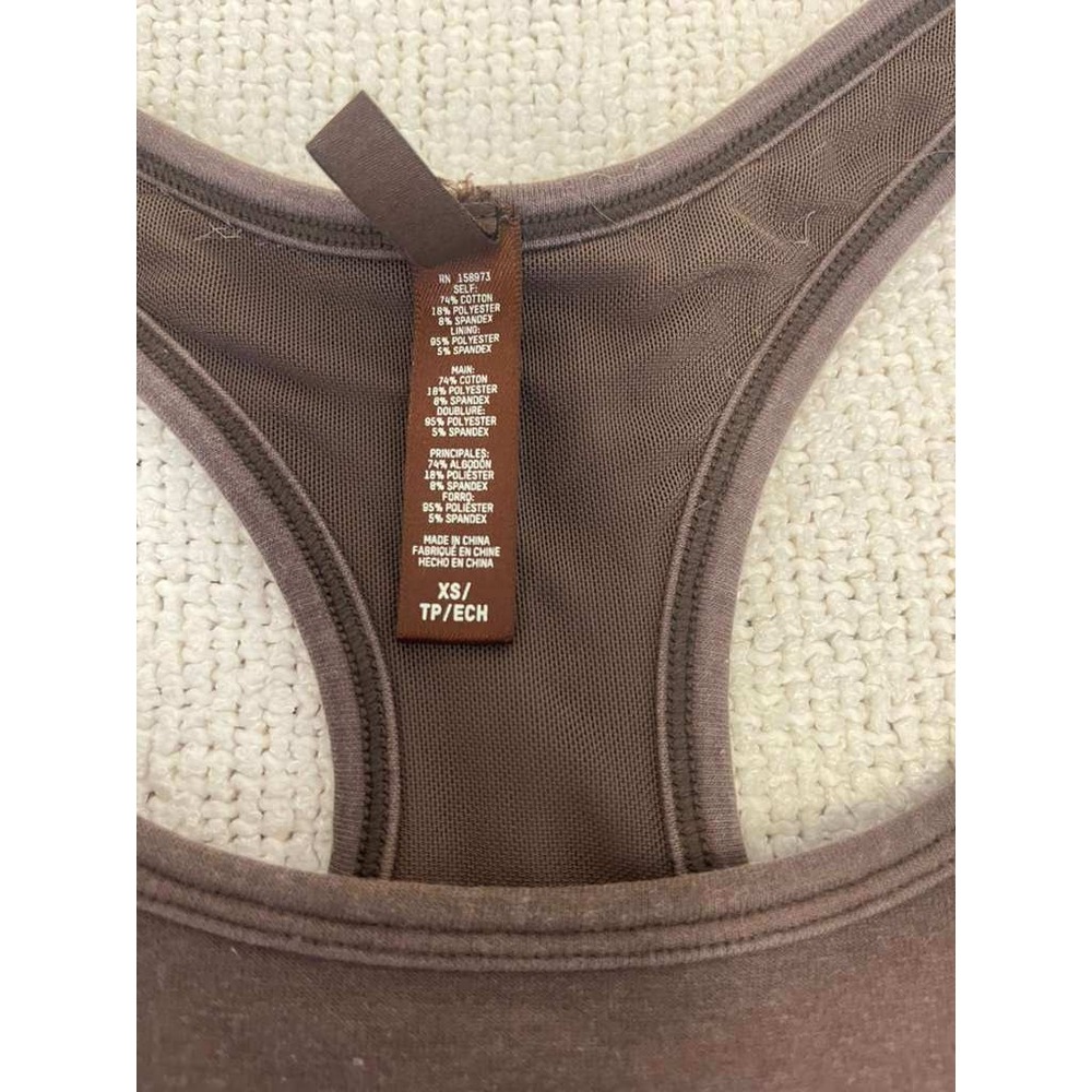 SKIMS Women Espresso Brown Cotton Ribbed Racerback Romper Size XS Bodycon Short - Picture 4 of 7